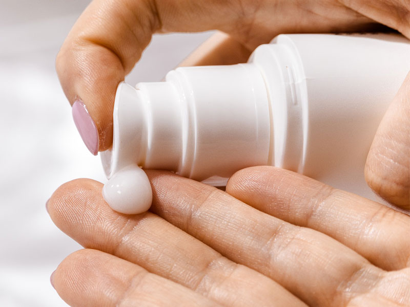 Lotion on hand to illustrate Obagi Skin Care article